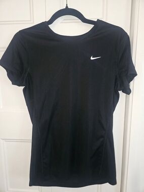 Nike Black Short Sleeve Performance Tee with White Swoosh